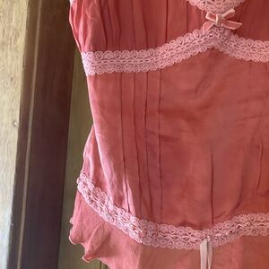 Silk Camisole with lace and velvet trim Antique